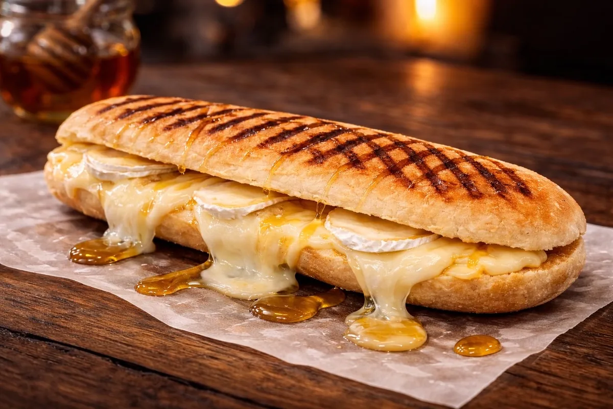 Panini Chèvre Miel fromage fondu miel — Snack Douai